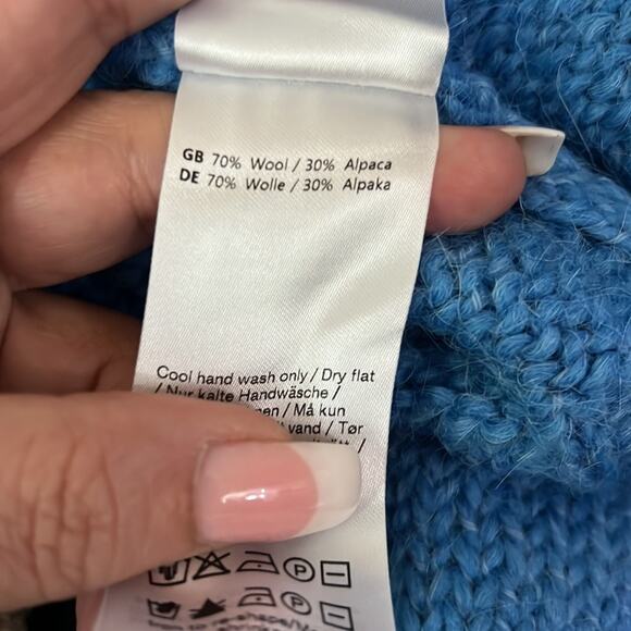 Samsoe Samsoe Molli Wool & Alpaca Blend Turtleneck Sweater in Lichen Blue NWOT - Picture 9 of 13